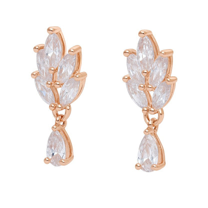 Rose Gold Leaf Drop EarringsFor Women and Girls