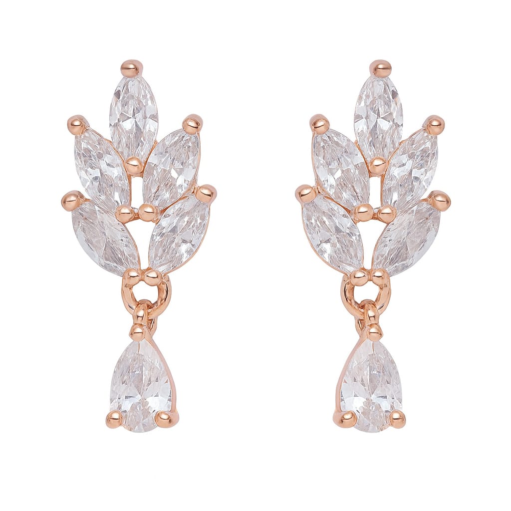 Rose Gold Leaf Drop EarringsFor Women and Girls
