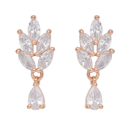 Rose Gold Leaf Drop EarringsFor Women and Girls