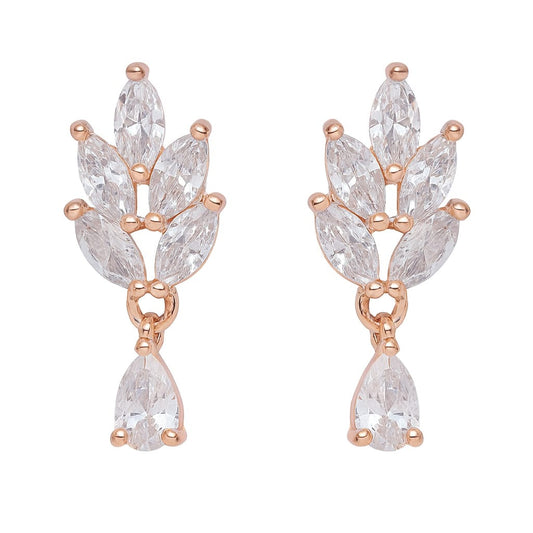 Rose Gold Leaf Drop EarringsFor Women and Girls