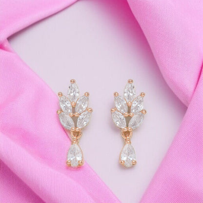 Rose Gold Leaf Drop EarringsFor Women and Girls