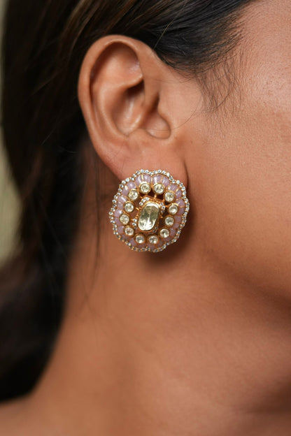 Sonam Moissanite Polki Uncut Diamond Studs | Epoxy