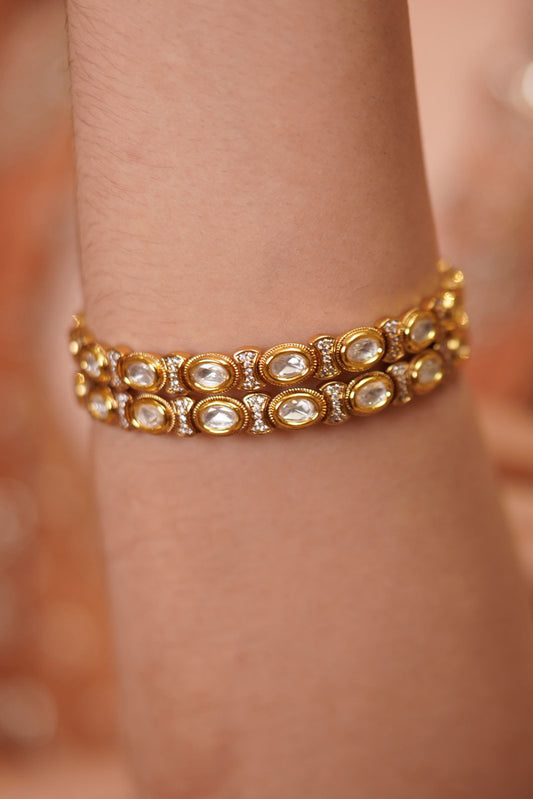 Polki Moissanite Classic Slim Uncut Diamond Bangles