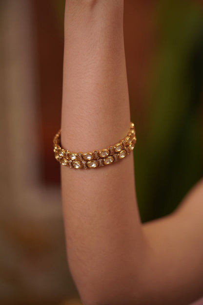 Polki Moissanite Classic Slim Uncut Diamond Bangles