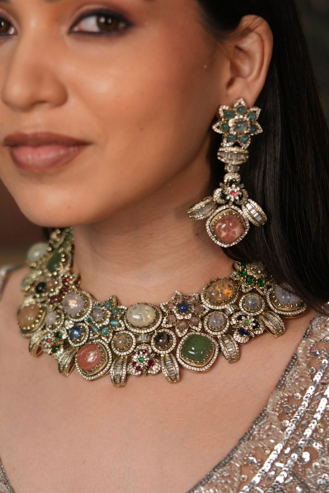 Artsy Sabhya Heavy Multicoloured Gemstone Set | GemZ