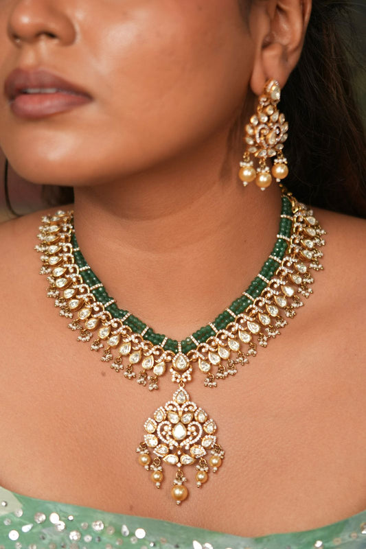 Nandini Moissanite Polki Indian Necklace Set
