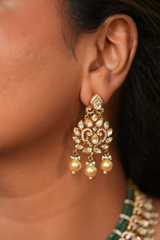 Nandini Moissanite Polki Indian Necklace Set