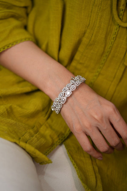 Multi Solitaire With Halo Diamond Bangle Set