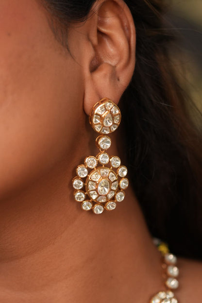 Guddi Classic Uncut Diamond Polki Moissanite Necklace Set