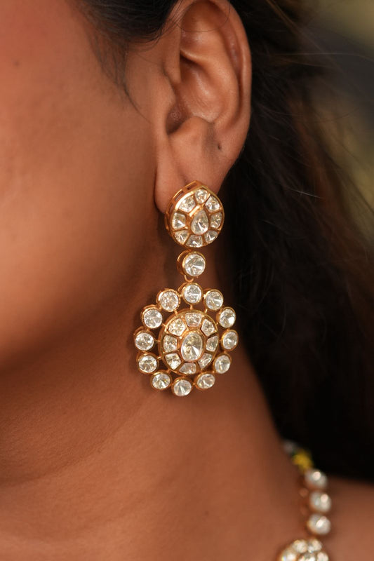 Guddi Classic Uncut Diamond Polki Moissanite Necklace Set