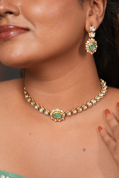Bindiya Polki Moissanite Dainty Choker | Necklace Set