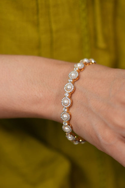 Classic Pearl Diamond Bangle Set