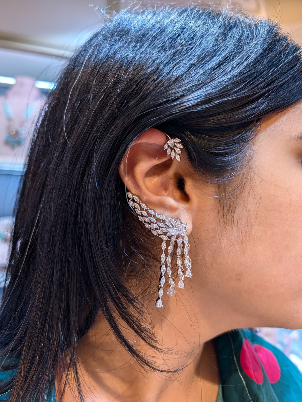 Mona Lisa Diamond Dangling Earcuff Earring