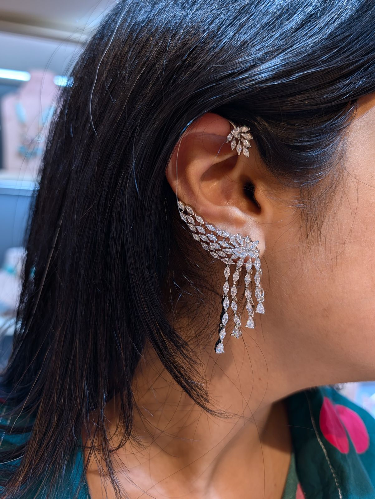 Mona Lisa Diamond Dangling Earcuff Earring