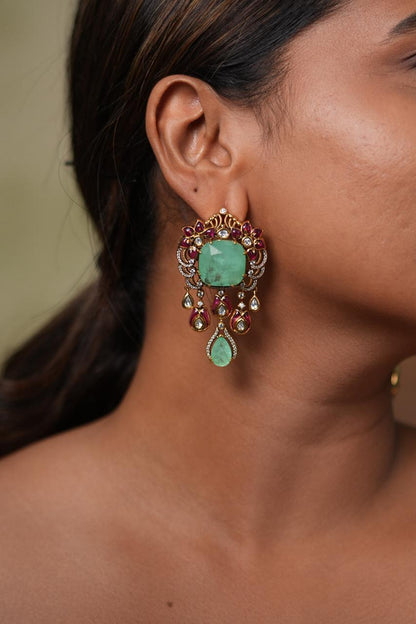 Rasna Statement Indian Moissanite Polki Earring