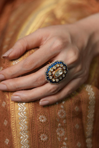 Sonam Moissanite Polki Indian Ring | Adjustable