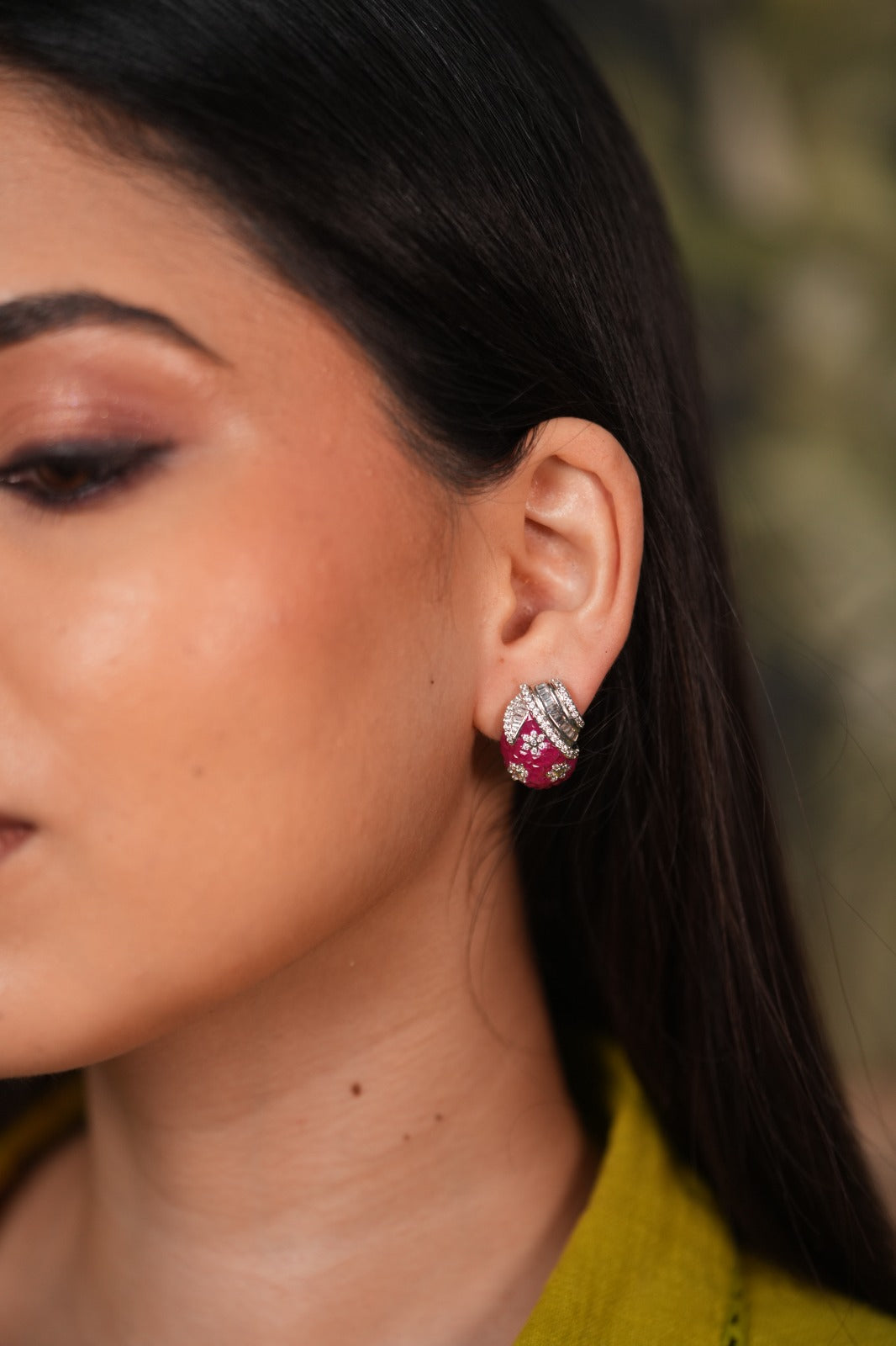 Strawberry Diamond Designer Stud Earrings