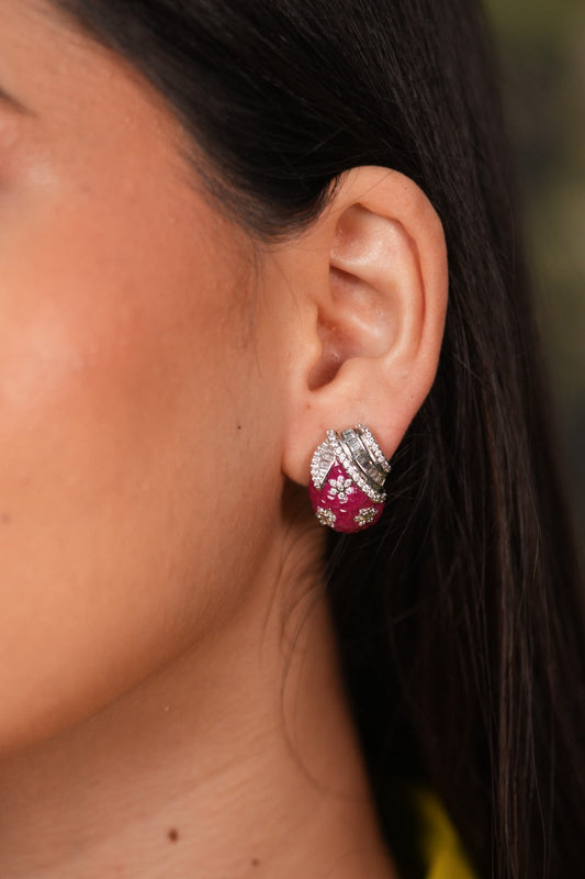 Strawberry Diamond Designer Stud Earrings