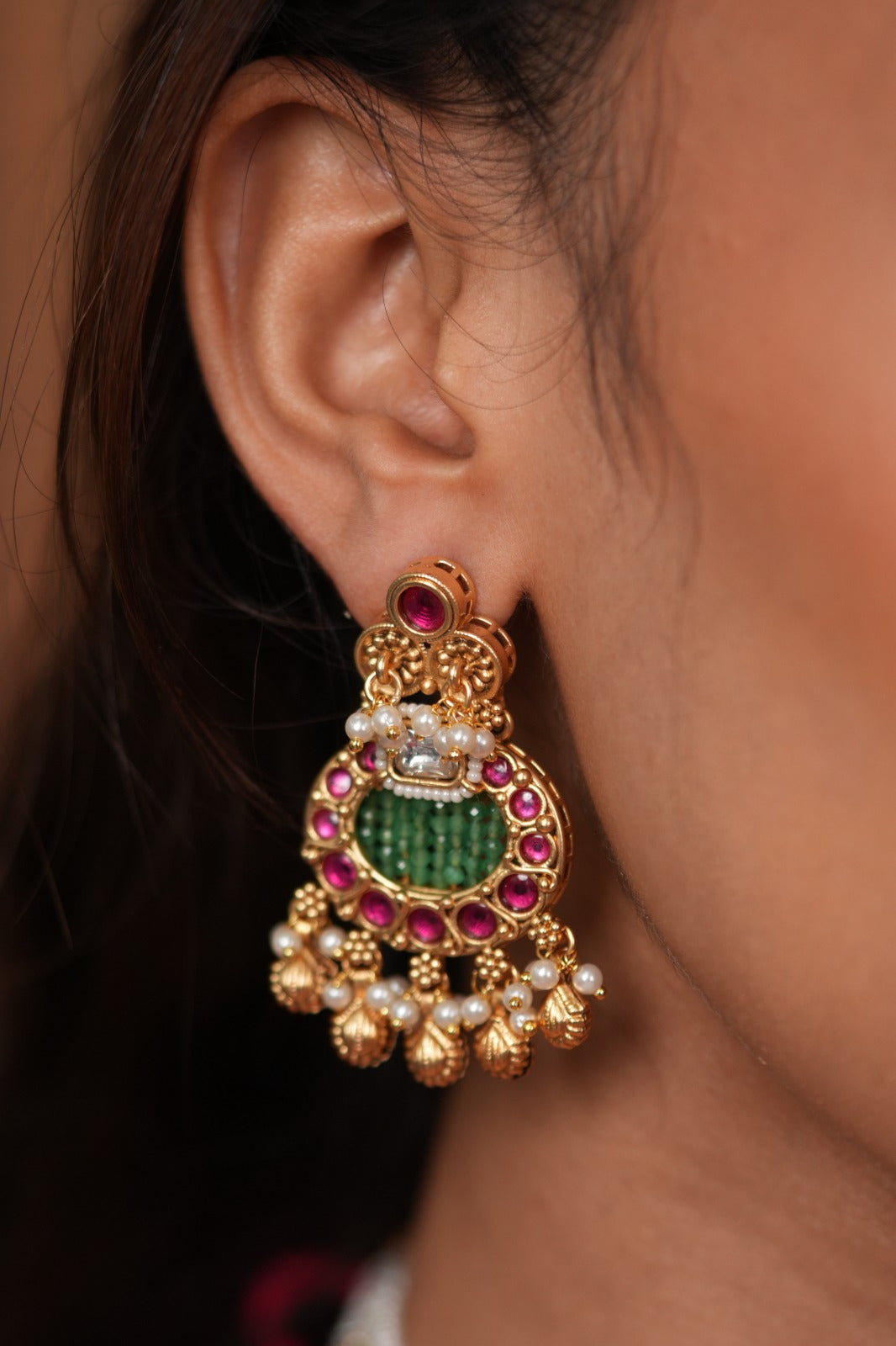Ganga 2 Layer Empress Style Gold Traditional Set | Sone Pe Suhaga