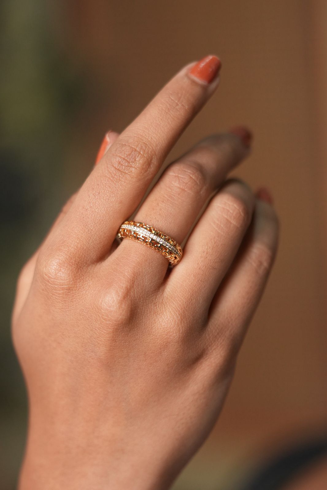 Classic Gold Ring With Diamond Rim  | Daily Wear
