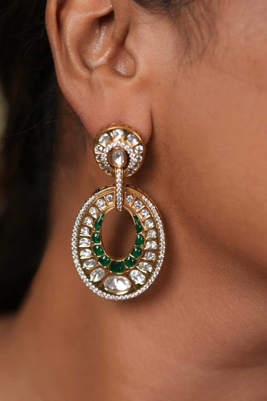 Lata Polki Moissanite Mid Sized Earring