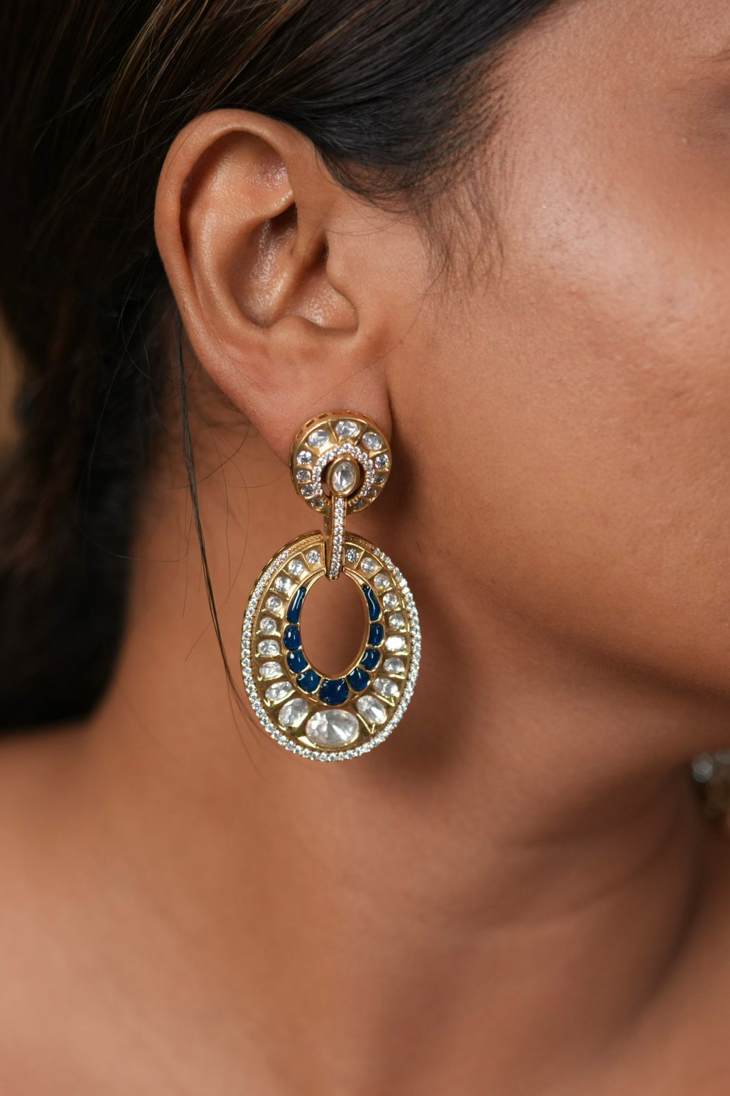 Lata Polki Moissanite Mid Sized Earring