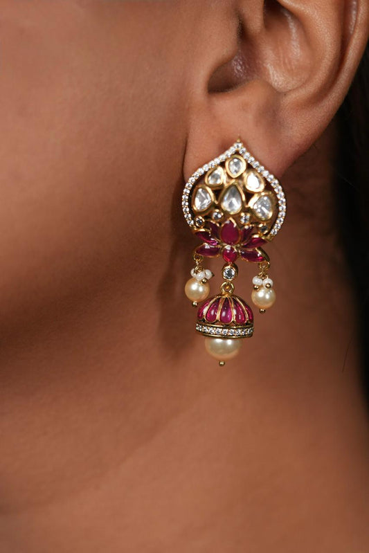 Kamal Moissanite Polki Indian Jhumki