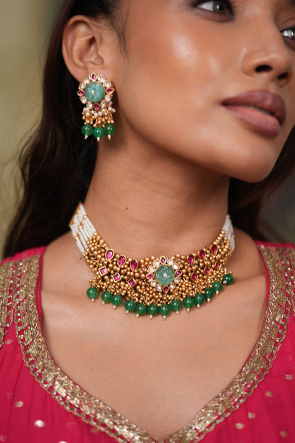 Palak Gold Traditional Indian  Choker Set | Sone Pe Suhaga