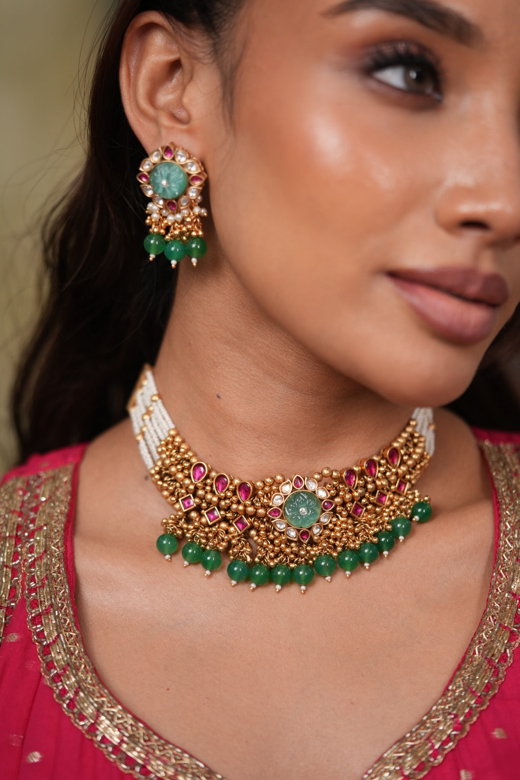 Palak Gold Traditional Indian  Choker Set | Sone Pe Suhaga