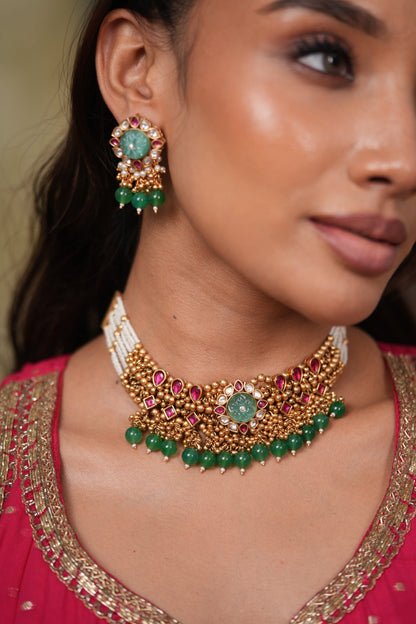 Palak Gold Traditional Indian  Choker Set | Sone Pe Suhaga
