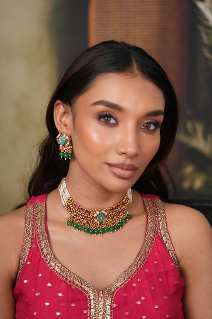Palak Gold Traditional Indian  Choker Set | Sone Pe Suhaga