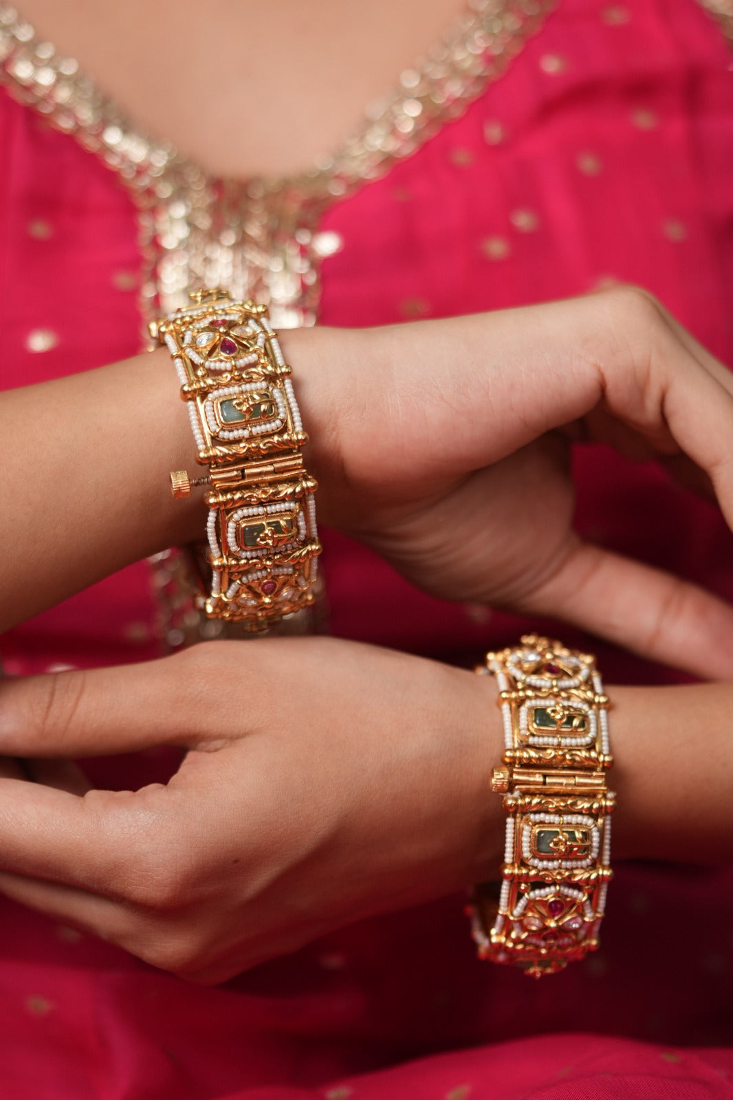 Susheela Mint Traditional Thick Bangle | Openable Kada | Sone Pe Suhaga