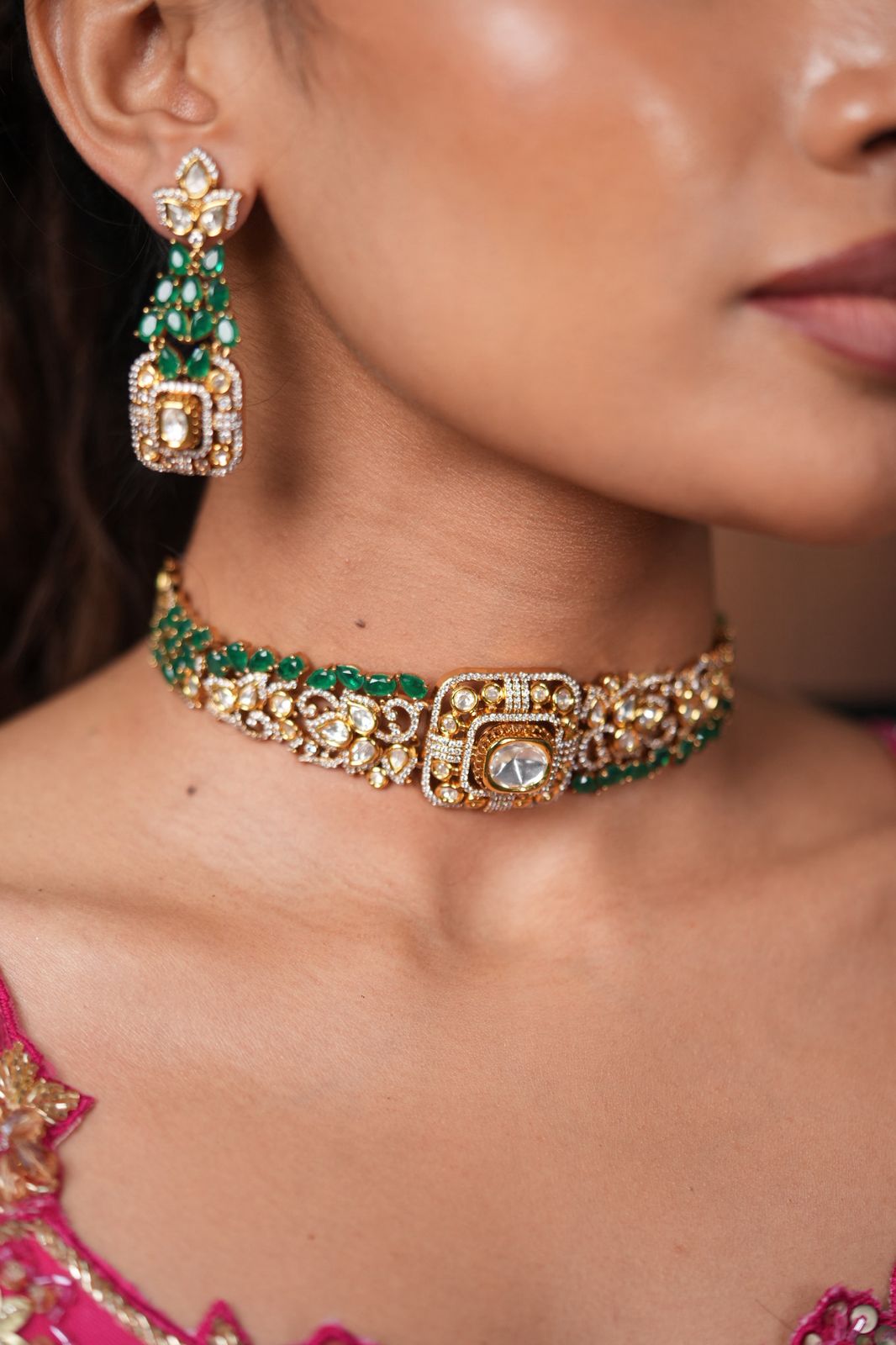 Vimonisha Moissanite  Polki Indo Western Choker Set
