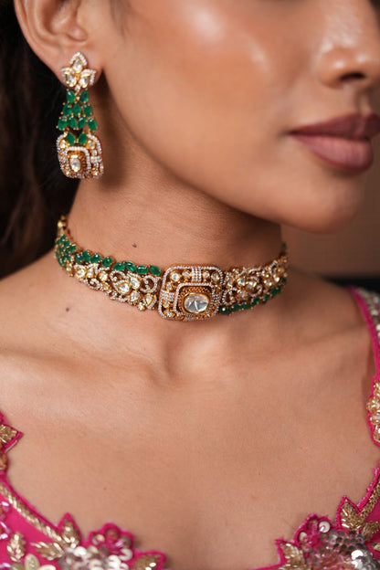 Vimonisha Moissanite  Polki Indo Western Choker Set