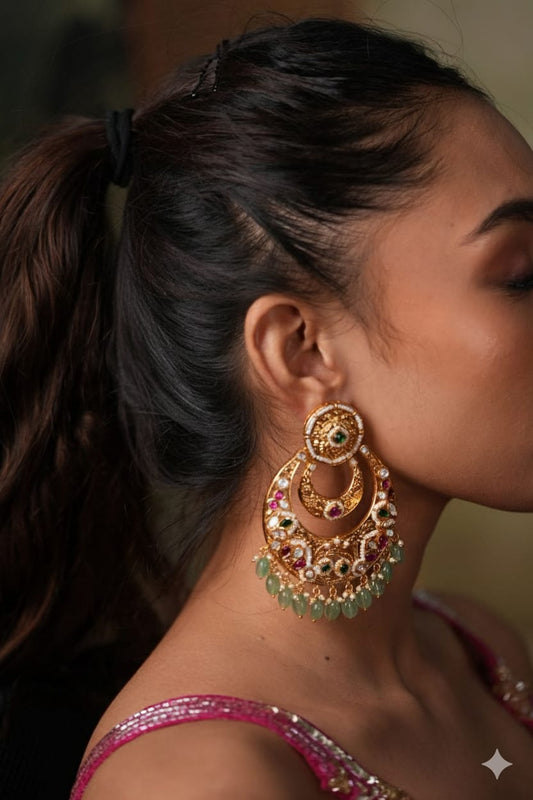 Sona oversized Indian Chandbali Earring | Sone Pe Suhaga