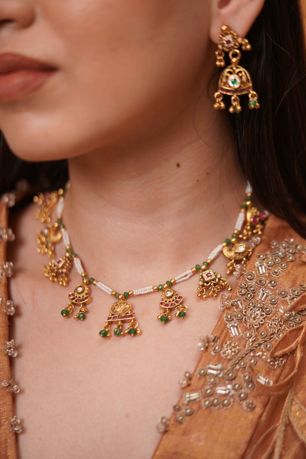 Sone ki Cheed Dainty Pearl Necklace Set | Sone Pe Suhaga