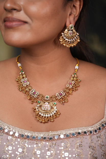 Padmohini Gold Traditional Necklace Set | Sone Pe Suhaga