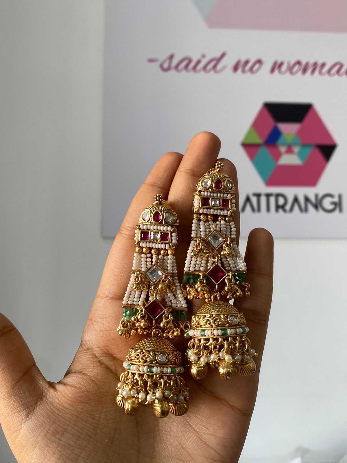 Urmila Traditional Polki Gold Jhumka | Sone Pe Suhaga