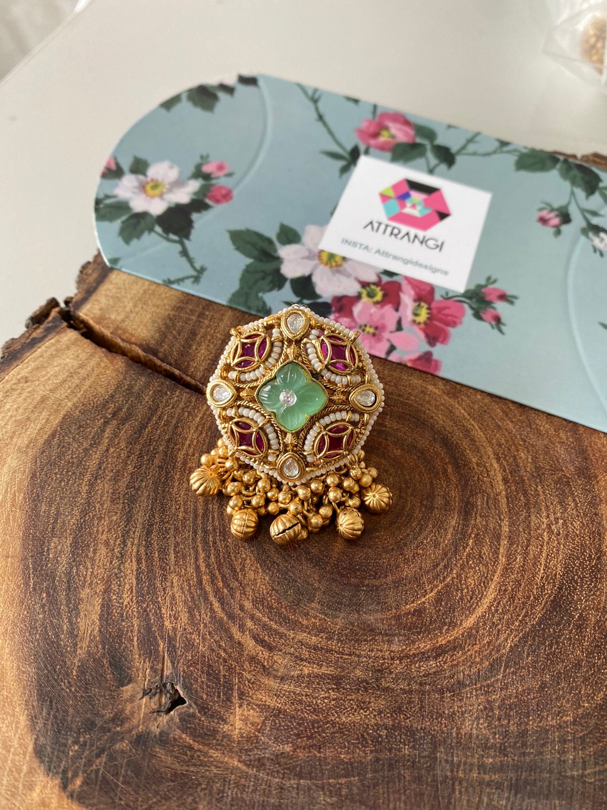Suhani Gold Traditional Oversized Statement Ring | Sone Pe Suhaga