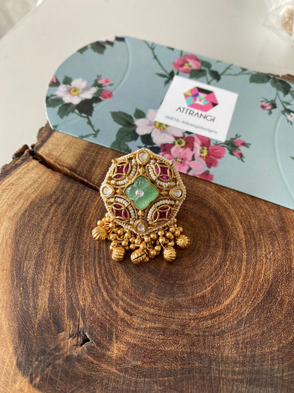 Suhani Gold Traditional Oversized Statement Ring | Sone Pe Suhaga