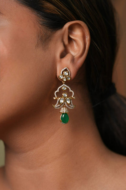 Smriti Polki Moissanite Designer Chandbali | Indian Earring