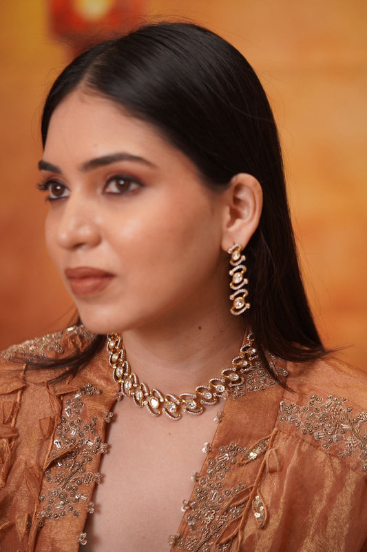 Binita Polki Moissanite Sleek Necklace / Choker Set