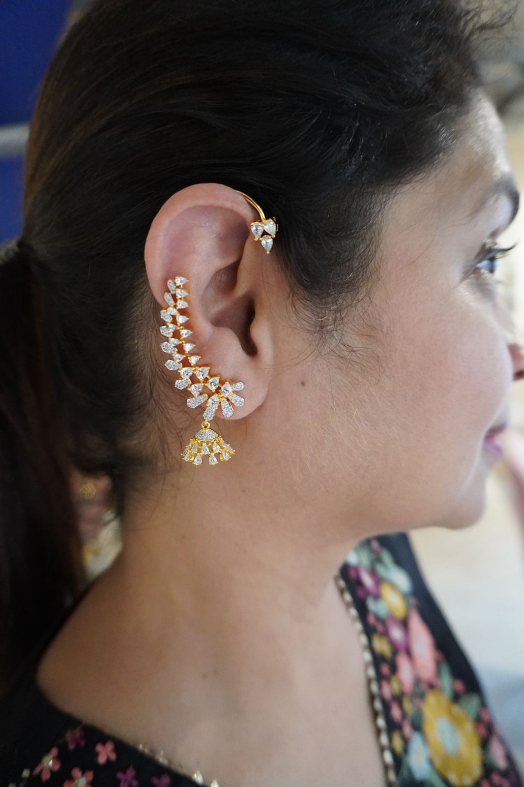 Sparkling Diamond Jhumki Earcuff Earring