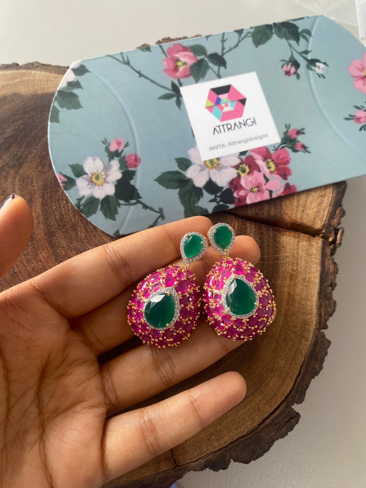 Rudra Diamond emerald ruby Earring