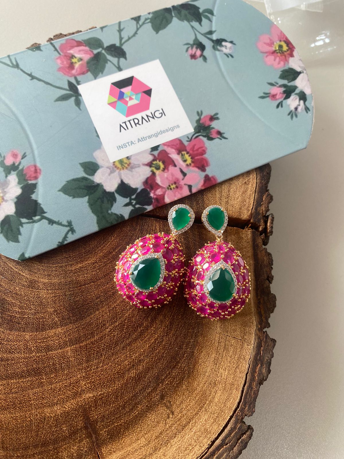 Rudra Diamond emerald ruby Earring