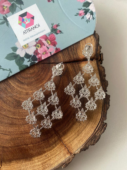 Fiona Diamond Stiff Long Dangler Earrings