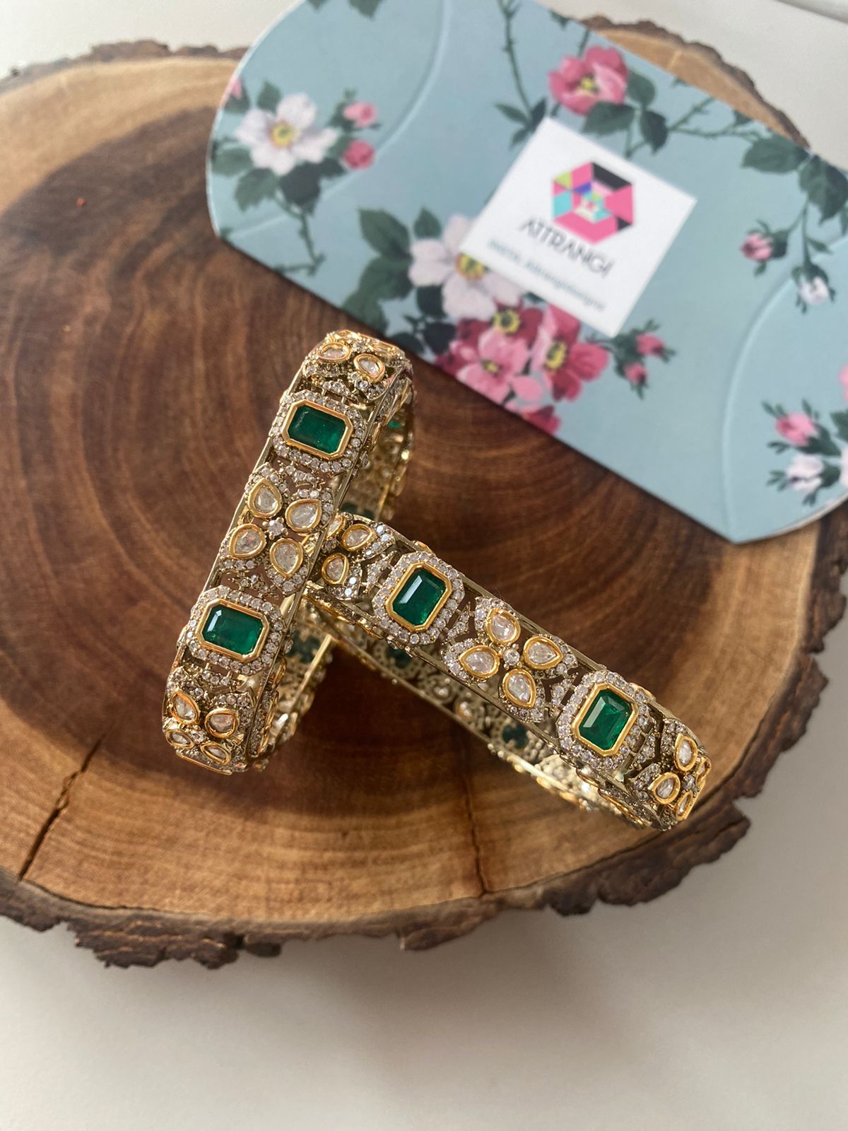 Jassi Square Polki Moissanite Uncut Diamond Kada