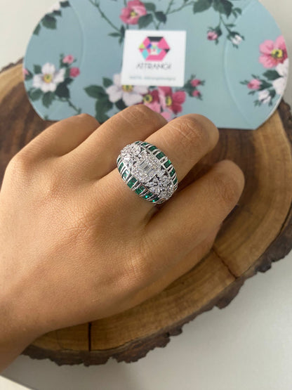 Pinata Diamond Emerald Closure Band Cocktail Ring