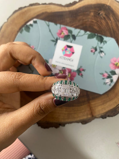 Pinata Diamond Emerald Closure Band Cocktail Ring