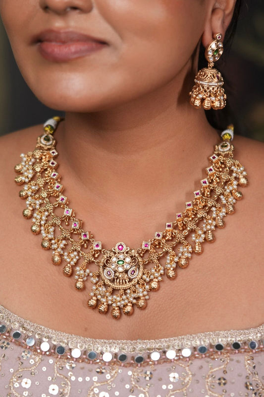 Rekha Gold Traditional Necklace Set | Sone Pe Suhaga